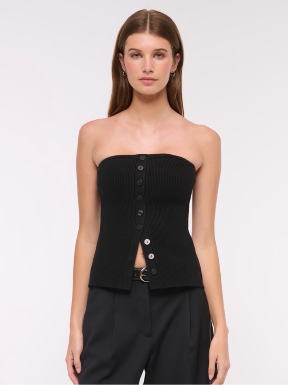 Abercrombie & Fitch Ottoman Black ribbed sleeveless top